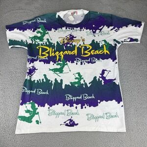 Vintage 90s Walt Disney‎ World Blizzard Beach AOP Graphic T Shirt Size OSFA Nos